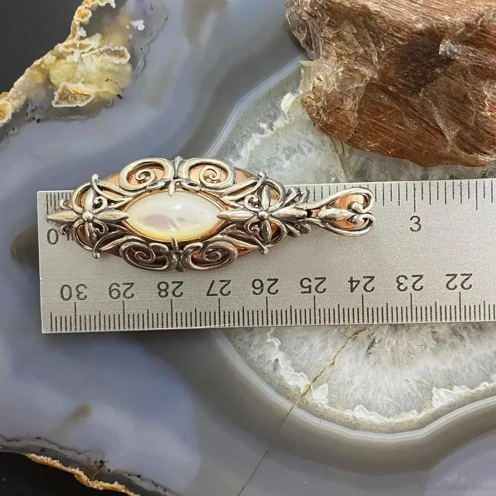 Carolyn Pollack Sterling & Brass Mother of Pearl Decorated Pendant For Women